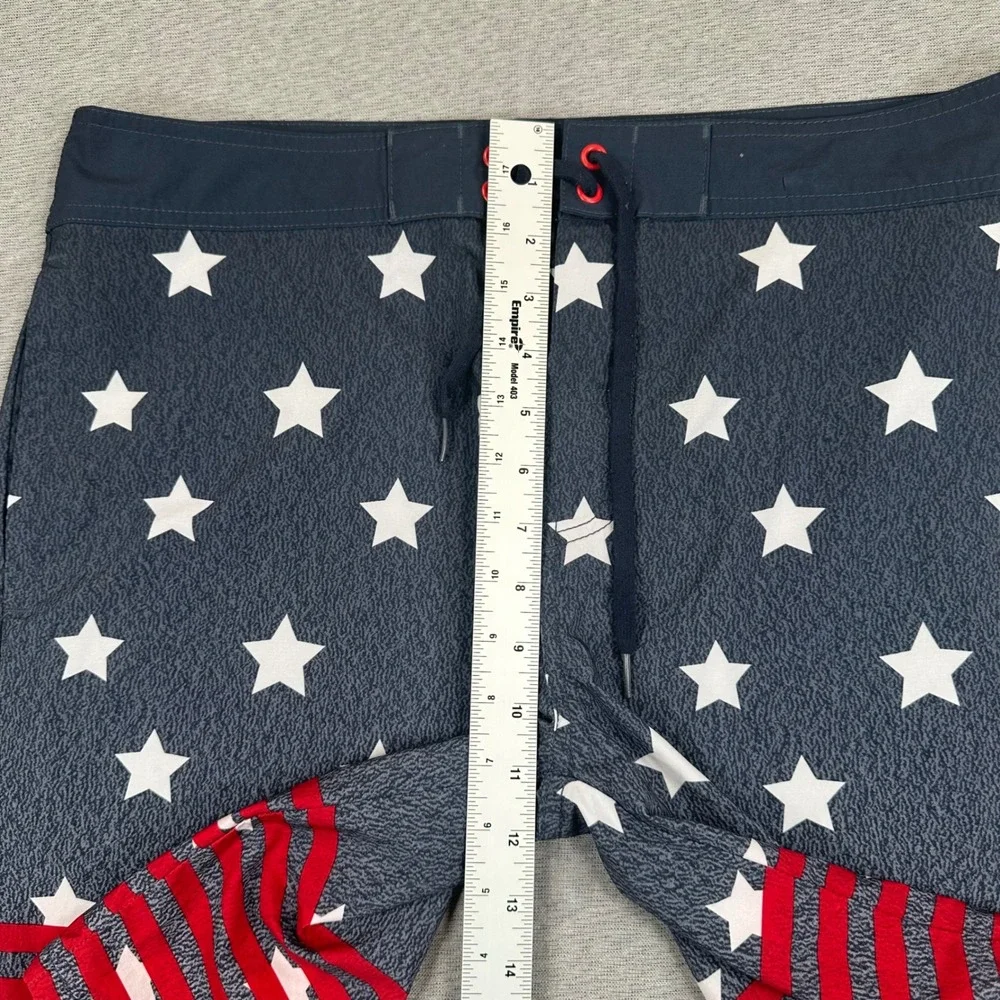 Travis Mathew Board Shorts Men 34 Stars and Stripes Navy Red White USA Patriotic